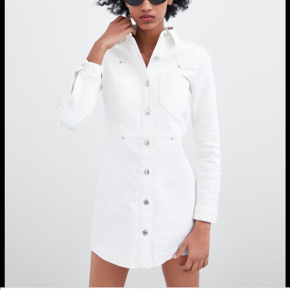 Zara Truflac White Denim Dress